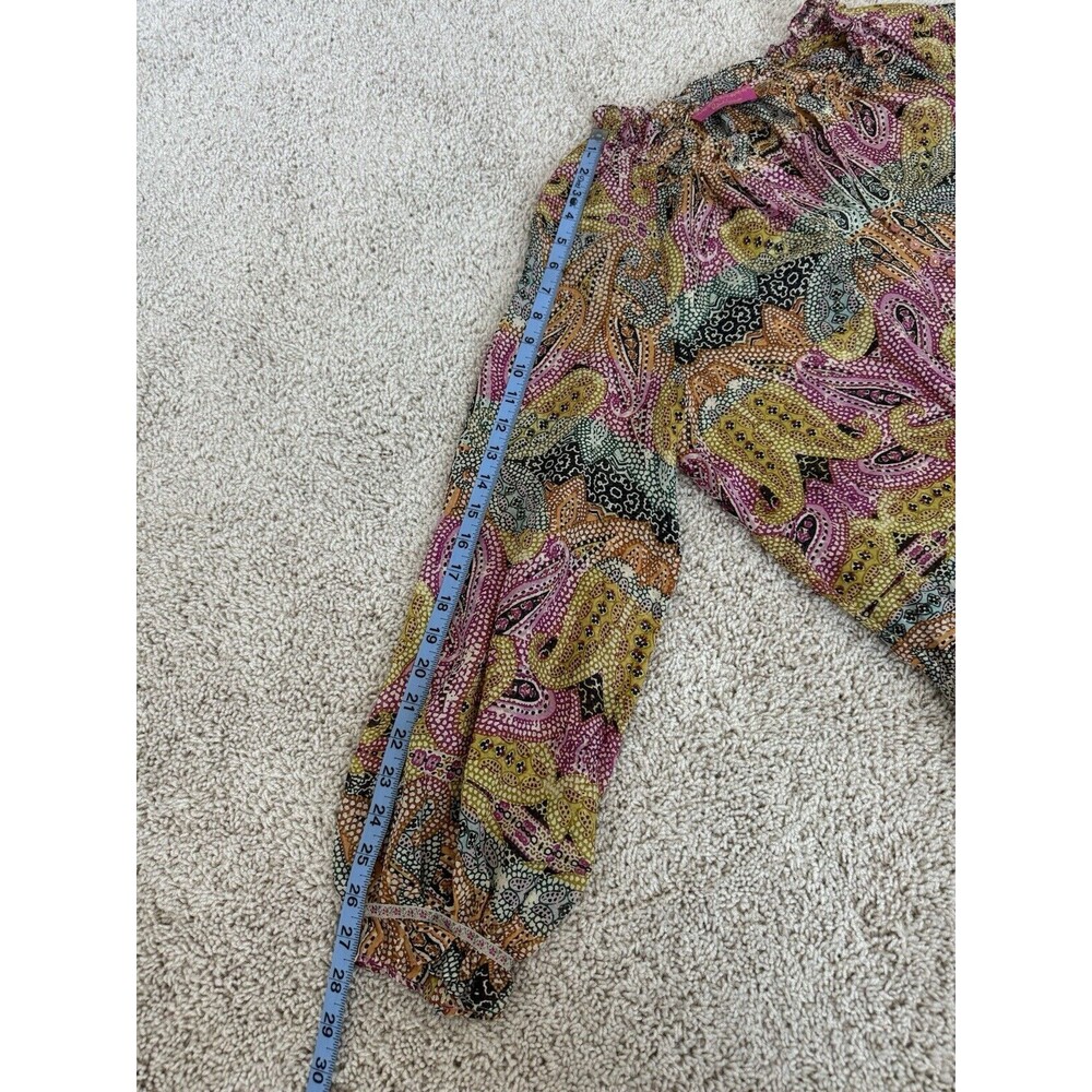 Robert Graham Womens Long Sleeve V-Neck Silk Paisley Shirt  Sz XL‎ Boho Colorful - Picture 7 of 8